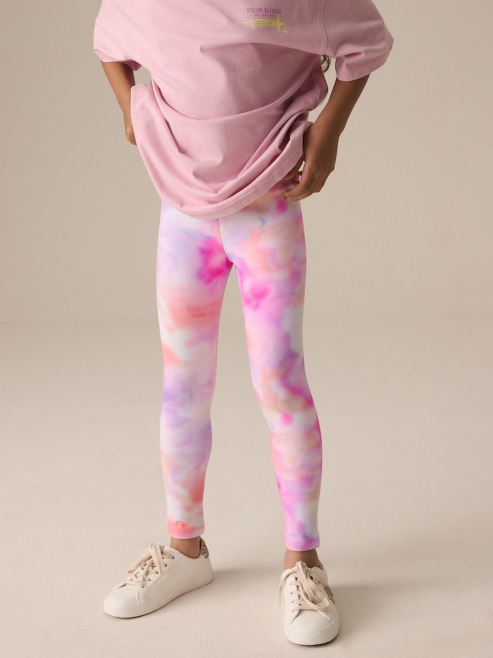 Next Pink Rainbow Swirl Leggings Size 5 NWT